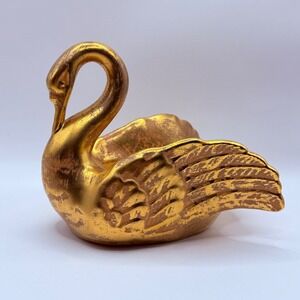 Vintage Stangl Pottery Granada Gold Swan Planter Trinket Dish 5084 Hand Painted